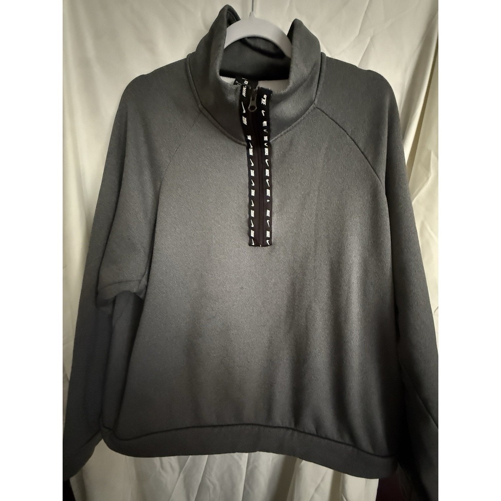 Nike Sweatshirt Womens XL Gray All Time Half Zip Fleece Lined Pullover Mock Neck